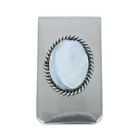 Mother Of Pearl Sterling Silver Navajo Money Clip X11456