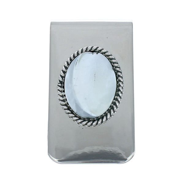 Mother Of Pearl Sterling Silver Navajo Money Clip X11456
