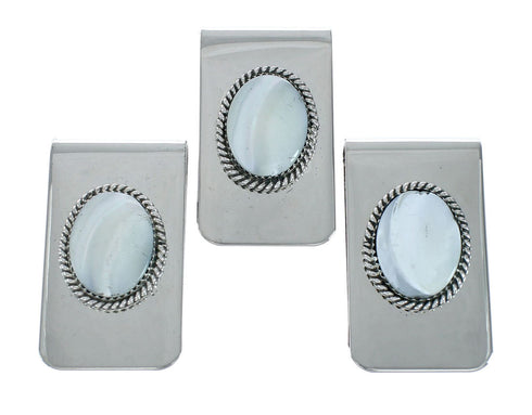 Mother Of Pearl Sterling Silver Navajo Money Clip X11456