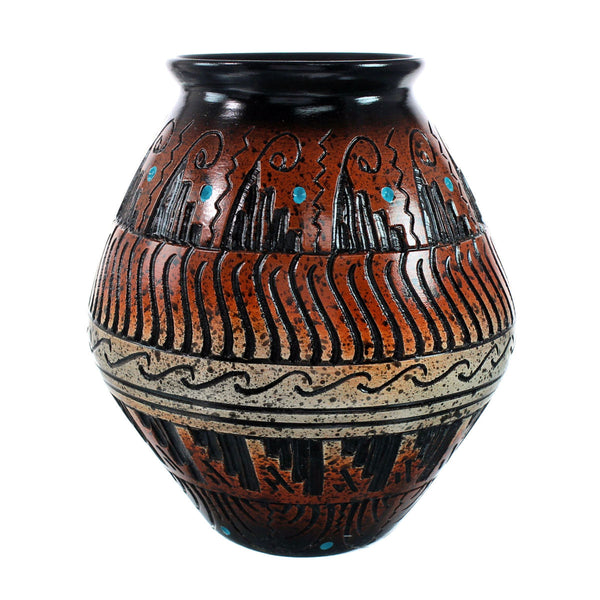 Navajo Indian Hand Crafted Pot By Artist Dewayne Eskeets NN20032