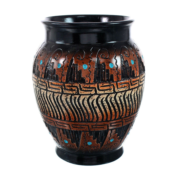 Navajo Indian Hand Crafted Pot By Artist Dewayne Eskeets NN20033