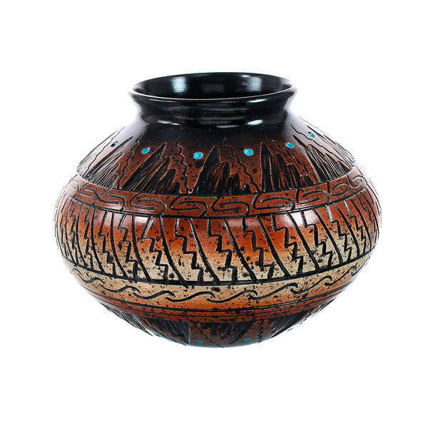 Navajo Indian Hand Crafted Pot By Artist Dewayne Eskeets NN20031