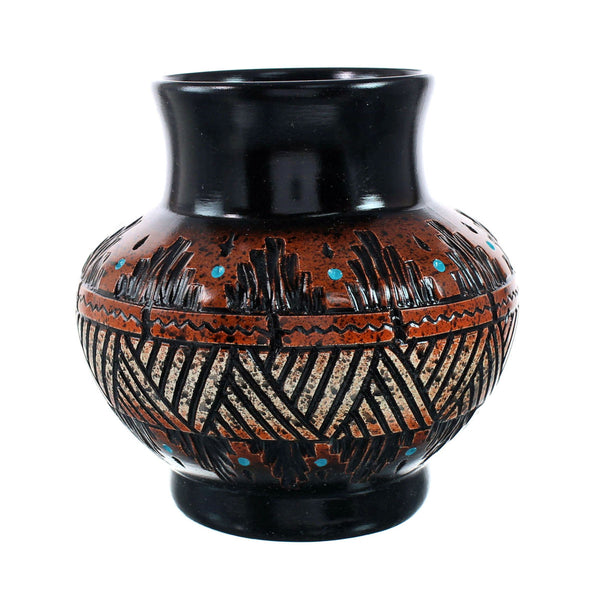 Navajo Indian Hand Crafted Pot By Artist Dewayne Eskeets NN20035