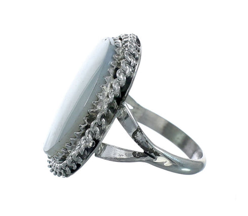 Mother Of Pearl Navajo Sterling Silver Ring Size 9-1/2 NN20105
