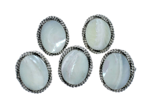Mother Of Pearl Navajo Sterling Silver Ring Size 8 NN20102