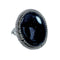 Onyx And Silver Navajo Native American Ring Size 7 NN20087