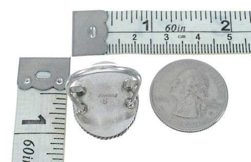 Onyx And Silver Navajo Native American Ring Size 7-1/4 NN20088