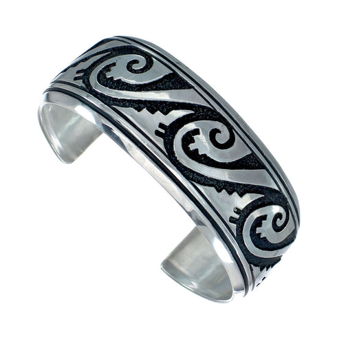 Navajo Genuine Sterling Silver Water Wave Cuff Bracelet NN20235