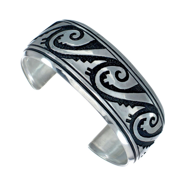 Navajo Genuine Sterling Silver Water Wave Cuff Bracelet NN20235