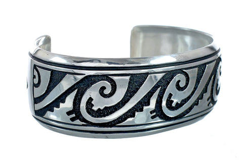 Navajo Genuine Sterling Silver Water Wave Cuff Bracelet NN20235