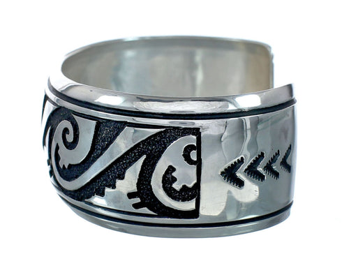 Navajo Genuine Sterling Silver Water Wave Cuff Bracelet NN20235