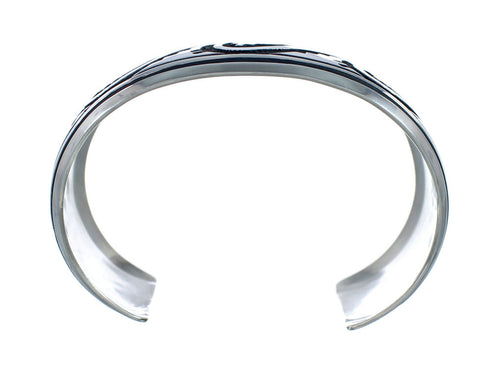 Navajo Genuine Sterling Silver Water Wave Cuff Bracelet NN20235