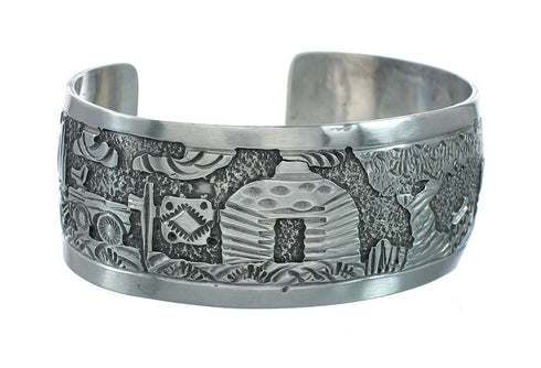 Native American Sterling Silver Storyteller Cuff Bracelet NN20238