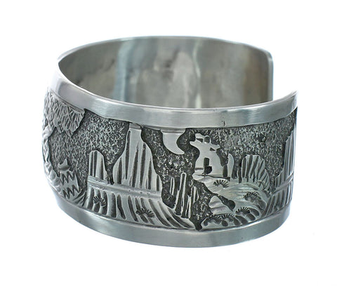 Native American Sterling Silver Storyteller Cuff Bracelet NN20238