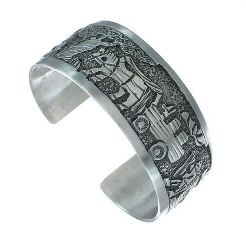 Native American Sterling Silver Storyteller Cuff Bracelet NN20236