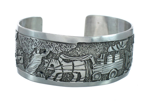 Native American Sterling Silver Storyteller Cuff Bracelet NN20236