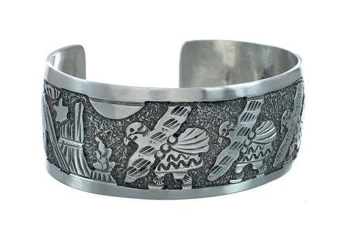 Native American Sterling Silver Storyteller Cuff Bracelet NN20240