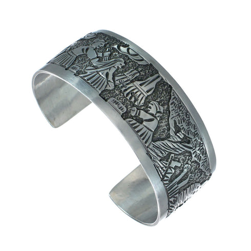 Native American Sterling Silver Storyteller Cuff Bracelet NN20237