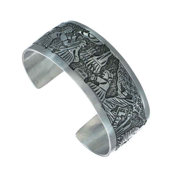 Native American Sterling Silver Storyteller Cuff Bracelet NN20237