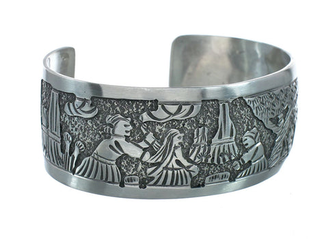 Native American Sterling Silver Storyteller Cuff Bracelet NN20237