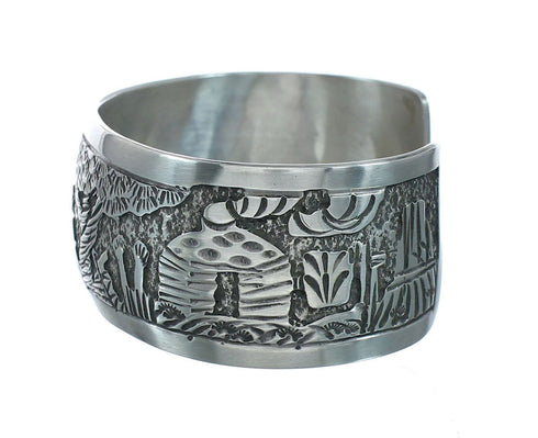 Native American Sterling Silver Storyteller Cuff Bracelet NN20237