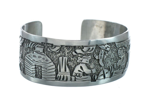 Native American Sterling Silver Storyteller Cuff Bracelet NN20239