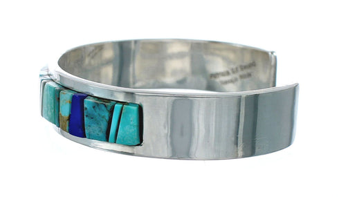 Navajo Sterling Silver Multicolor Cobble Inlay Cuff Bracelet NN20124