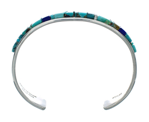 Navajo Sterling Silver Multicolor Cobble Inlay Cuff Bracelet NN20124