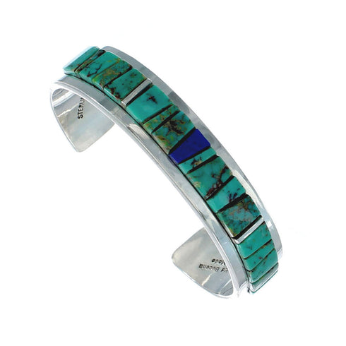 Navajo Sterling Silver Multicolor Cobble Inlay Cuff Bracelet NN20125