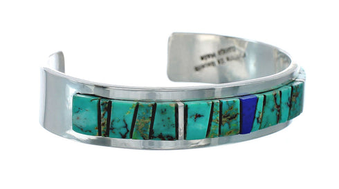 Navajo Sterling Silver Multicolor Cobble Inlay Cuff Bracelet NN20125