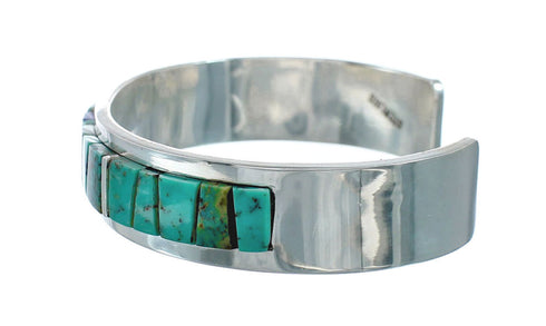 Navajo Sterling Silver Multicolor Cobble Inlay Cuff Bracelet NN20125