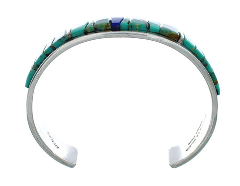 Navajo Sterling Silver Multicolor Cobble Inlay Cuff Bracelet NN20125