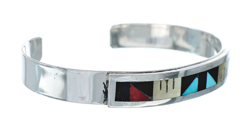 Zuni Sterling Silver Multicolor Inlay Cuff Bracelet NN20157