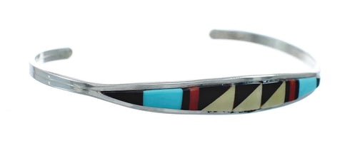 Zuni Multicolor Inlay Sterling Silver Cuff Bracelet NN20130