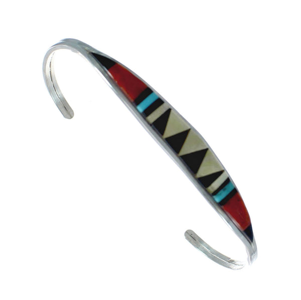 Zuni Multicolor Inlay Sterling Silver Cuff Bracelet NN20133