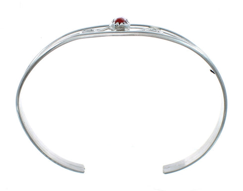 Native American Coral And Sterling Silver Navajo Cuff Bracelet NN20119