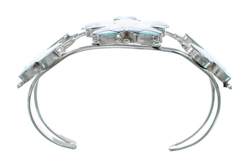 Zuni Indian Multicolor Sterling Silver Butterfly Inlay Cuff Bracelet NN20138