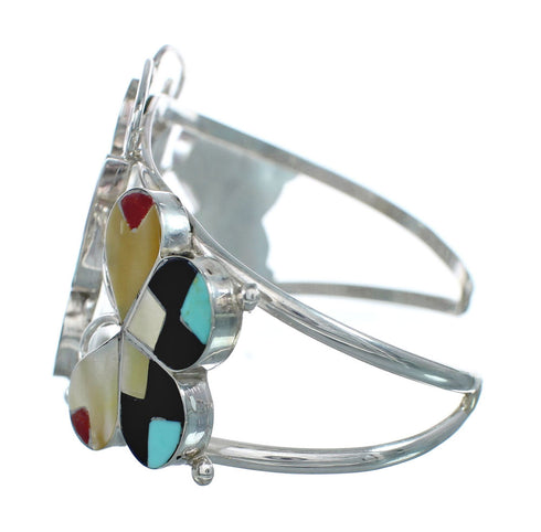 Zuni Indian Multicolor Sterling Silver Butterfly Inlay Cuff Bracelet NN20139