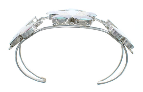 Zuni Indian Multicolor Sterling Silver Butterfly Inlay Cuff Bracelet NN20139