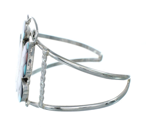 Zuni Indian Multicolor Sterling Silver Butterfly Inlay Cuff Bracelet NN20151