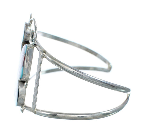 Zuni Indian Multicolor Sterling Silver Butterfly Inlay Cuff Bracelet NN20150