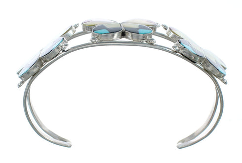 Sterling Silver Multicolor Butterfly Native American Zuni Cuff Bracelet NN20159
