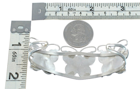 Sterling Silver Multicolor Butterfly Native American Zuni Cuff Bracelet NN20159