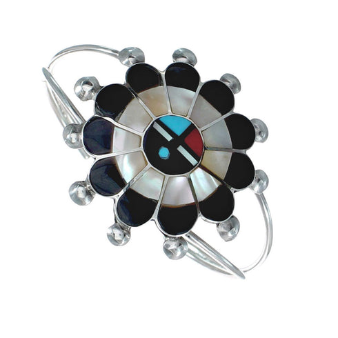 Zuni Multicolor Sunface Authentic Sterling Silver Cuff Bracelet NN20129