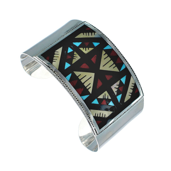 Multicolor Inlay Sterling Silver Zuni Cuff Bracelet NN20140