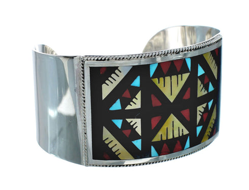 Multicolor Inlay Sterling Silver Zuni Cuff Bracelet NN20140