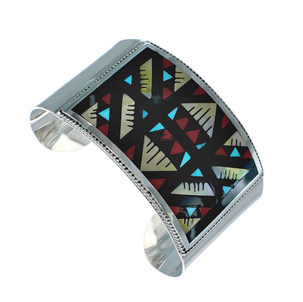 Multicolor Inlay Sterling Silver Zuni Cuff Bracelet NN20141