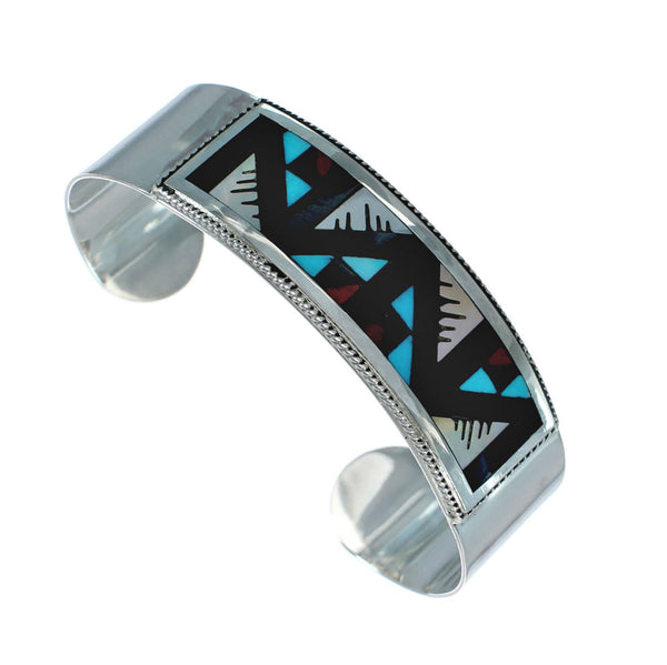 Genuine Sterling Silver Multicolor Navajo Cuff Bracelet NN20147