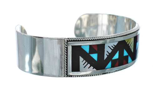 Genuine Sterling Silver Multicolor Navajo Cuff Bracelet NN20147