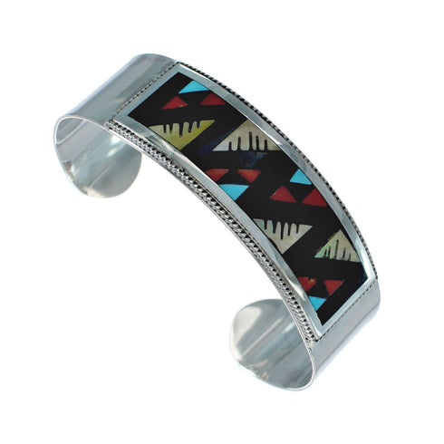 Genuine Sterling Silver Multicolor Navajo Cuff Bracelet NN20145